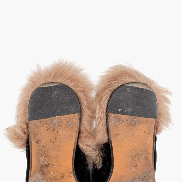 Gucci Princetown Black Velvet Fur Lined Horsebit Mules Size 38.5 US 8.5 Women's - Picture 14 of 15